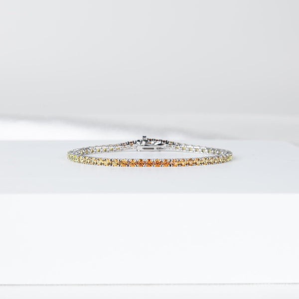 14K Solid Gold 7.75 CT Round Cut Yellow Sapphire Tennis Bracelet