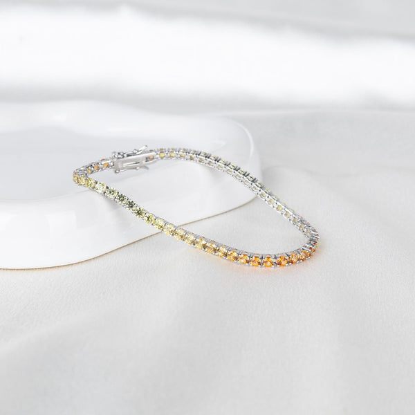 18K Solid Gold 7.75 CT Round Cut Yellow Sapphire Tennis Bracelet