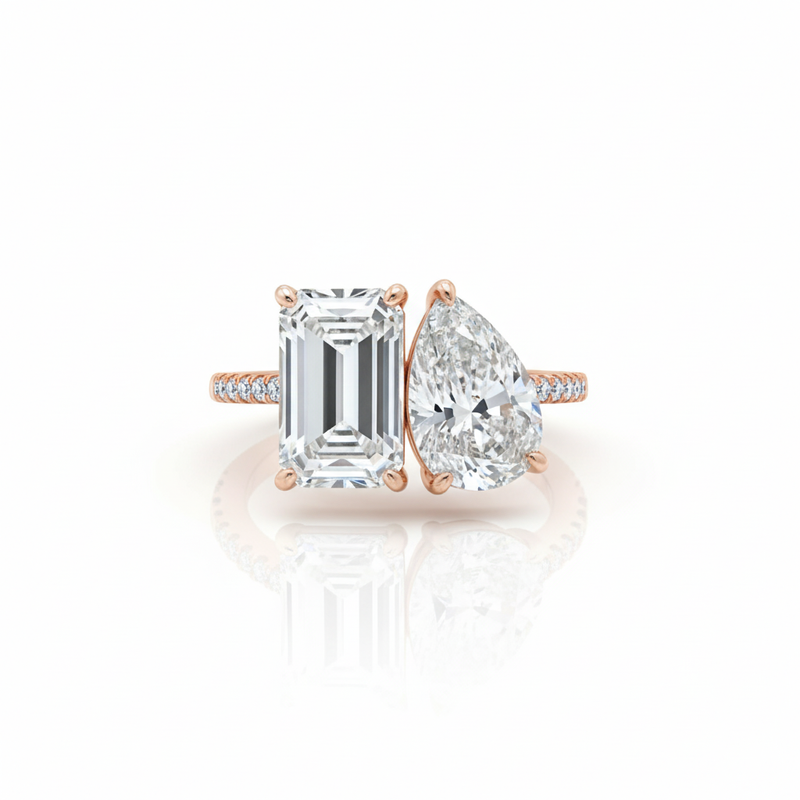 Radiant Pear Duo Romance 18K Natural Diamond Toi et Moi Engagement Ring | Riyanika Jewels