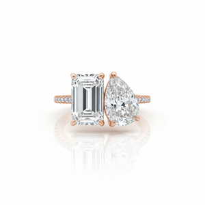 2.5ct Natural Diamond Pear Cut Toi et Moi Engagement Ring in 14K Solid Gold | Riyanika