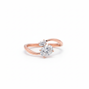 14K 1ct Natural Diamond Oval Cut Toi et Moi Engagement Ring