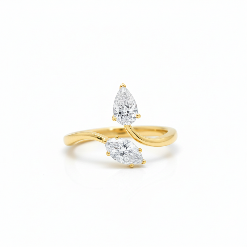 Eternal Duo Gleam: 14K 1ct Lab Grown Diamond Pear Cut Toi et Moi