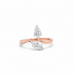 Eternal Duo Gleam: 14K 1ct Natural Diamond Pear Cut Toi et Moi