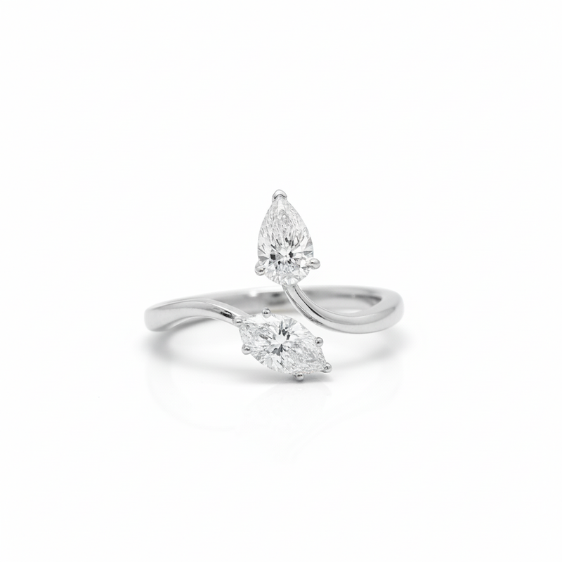 Eternal Duo Gleam: 14K 1ct Lab Grown Diamond Pear Cut Toi et Moi