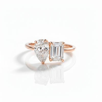 2ct Natural Diamond Pear Cut Toi et Moi Engagement Ring in 14K Solid Gold | Riyanika