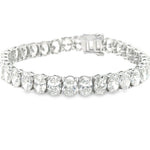 18K Solid Gold 7.00 CTW Oval Natural Diamond Tennis Bracelet