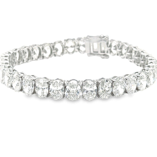 18K Solid Gold 7.00 CTW Oval Natural Diamond Tennis Bracelet