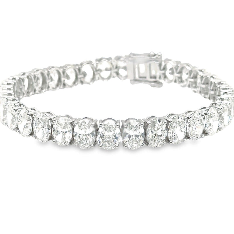 18K Solid Gold 7.00 CTW Oval Natural Diamond Tennis Bracelet