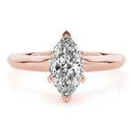 18K Solid Gold 1 CT Marquise-Cut Natural Diamond Solitaire Engagement Ring - Side View