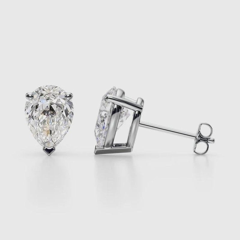 14K 1ct Natural Diamond Pear Cut Stud Earrings
