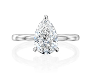 14K 1ct Natural Diamond Pear Cut Solitaire Engagement Ring