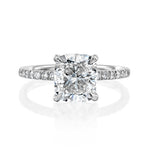 14K 3ct Lab Grown Diamond Cushion Cut Side Stone Engagement Ring