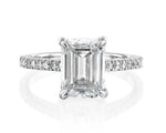 18K Solid Gold 3 Ct Emerald Cut Lab Grown Diamond Engagement Ring - Close Up | Riyanika Jewels