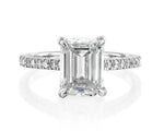 14K 3ct Lab Grown Diamond Emerald Cut Side Stone Engagement Ring