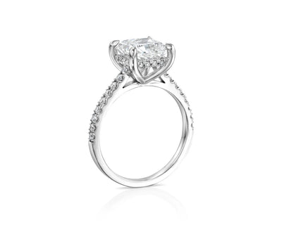 14K 2ct Lab Grown Diamond Princess Cut Pave Engagement Ring