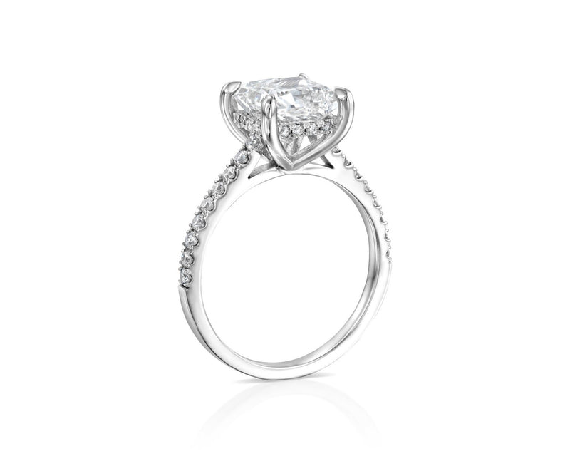 18K Solid Gold 2.25ct Princess Natural Diamond Pave Setting Engagement Ring - Detail