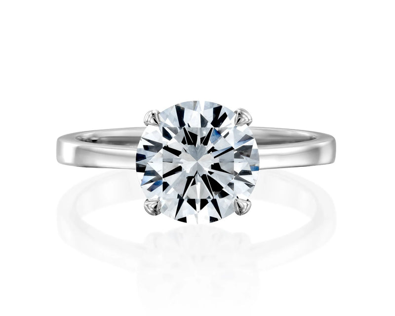 18K Solid Gold 1.5ct Round Brilliant Natural Diamond Cathedral Solitaire Engagement Ring