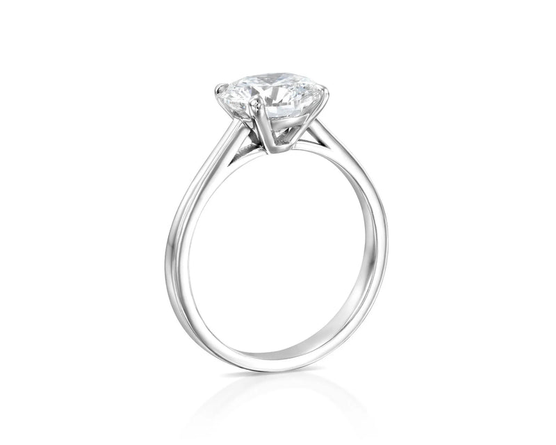 18K Solid Gold 2.5ct Round Brilliant Natural Diamond in Classic 4 Prong Solitaire Engagement - Side View | Riyanika Jewels