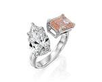 18K Solid Gold Toi Et Moi Natural Diamond Engagement Ring - Close Up | Riyanika Jewels