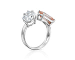14K 2.5ct Natural Diamond Emerald Cut Toi et Moi Engagement Ring