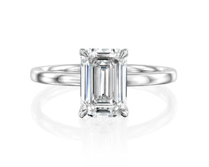 18K Solid Gold 2 Carat Emerald Cut Natural Diamond Engagement Ring