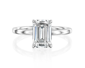 14K 2ct Natural Diamond Emerald Cut Solitaire Engagement Ring