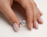 18K Solid Gold 2 Ct Emerald Cut Natural Diamond Engagement Ring - Close Up | Riyanika Jewels