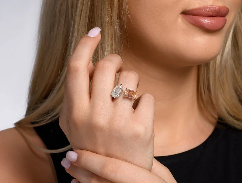 14K 2.5ct Natural Diamond Oval Cut Toi et Moi Engagement Ring