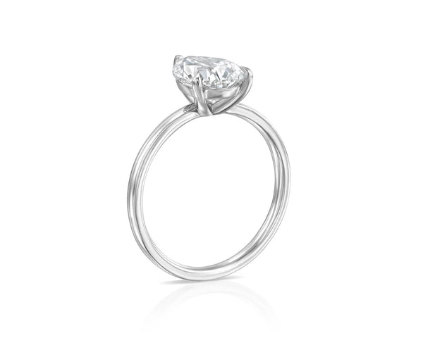 14K 3ct Natural Diamond Pear Cut Solitaire Engagement Ring