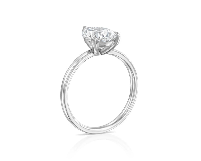 14K 3ct Natural Diamond Pear Cut Solitaire Engagement Ring