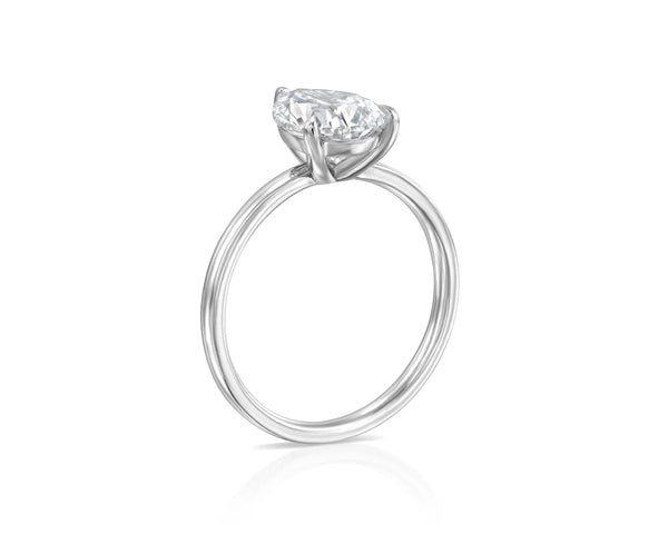 18K Solid Gold 3 Carat Natural Diamond Pear Cut Engagement Ring - Side View | Riyanika Jewels