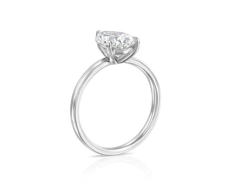 18K Solid Gold 1ct Pear Cut Natural Diamond Solitaire Engagement Ring - Detail | Riyanika Jewels