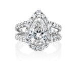 14K 4ct Lab Grown Diamond Pear Cut Halo Engagement Ring