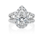14K 4ct Lab Grown Diamond Pear Cut Halo Engagement Ring