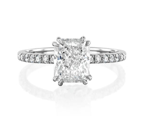 14K 3.5ct Lab Grown Diamond Radiant Cut Side Stone Engagement Ring