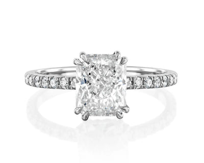 14K 3ct Natural Diamond Radiant Cut Solitaire Engagement Ring