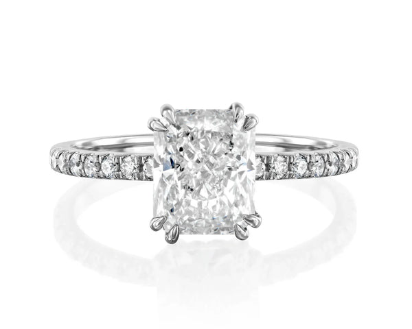 14K 3ct Natural Diamond Radiant Cut Solitaire Engagement Ring