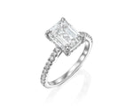 18K Solid Gold 3 Ct Emerald Cut Lab Grown Diamond Engagement Ring - View 6 | Riyanika Jewels