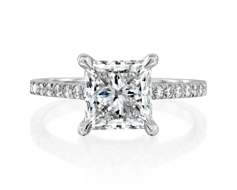14K 2ct Natural Diamond Princess Cut Solitaire Engagement Ring