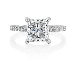 14K 2ct Natural Diamond Princess Cut Solitaire Engagement Ring