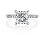 18K Solid Gold 2.5ct Princess Cut Natural Diamond Engagement Ring with Classic Pave