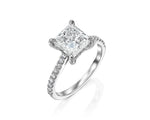 14K 2.5ct Lab Grown Diamond Princess Cut Pave Engagement Ring