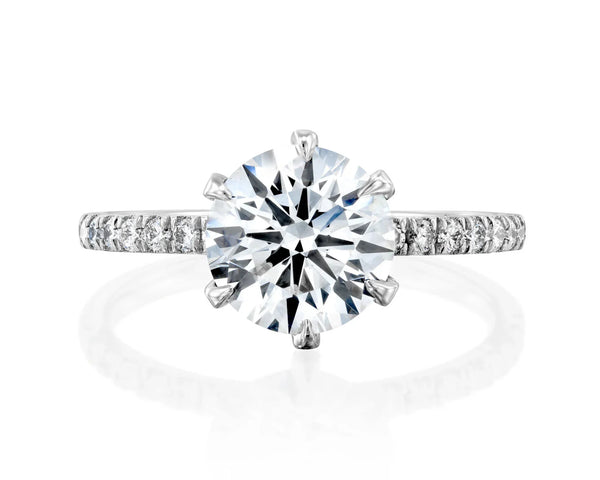 14K 2.5ct Lab Grown Diamond Round Cut Pave Engagement Ring