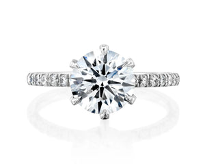 14K 2.5ct Lab Grown Diamond Round Cut Pave Engagement Ring