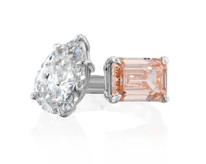 14K 2.5ct Natural Diamond Oval Cut Toi et Moi Engagement Ring