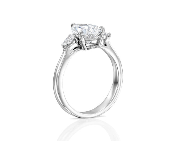 14K 2ct Lab Grown Diamond Oval Cut Three Stone Engagement Ring