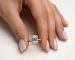 18K Solid Gold 2.3ct Emerald Cut Lab Grown Diamond Halo Engagement Ring with Pave Band - View 6