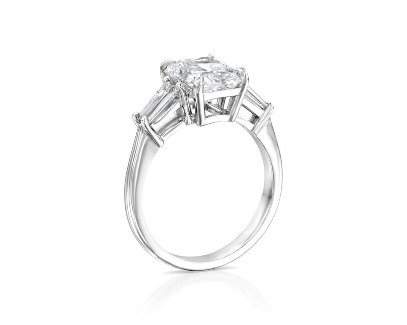 14K 3ct Natural Diamond Radiant Cut Three Stone Engagement Ring