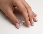 18K Solid Gold Skinny Thin Dainty Wedding Band With Paved Lab Grown Diamonds - Detail