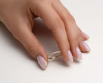 14K Solid Gold Skinny Thin Dainty Wedding Band With Paved Lab Grown Diamonds